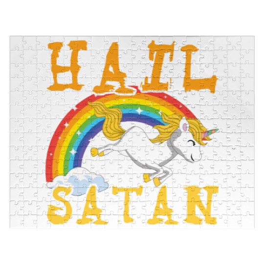 Hail Satan Unicorn Rainbow Metal Music Lover Rock Jigsaw Puzzles