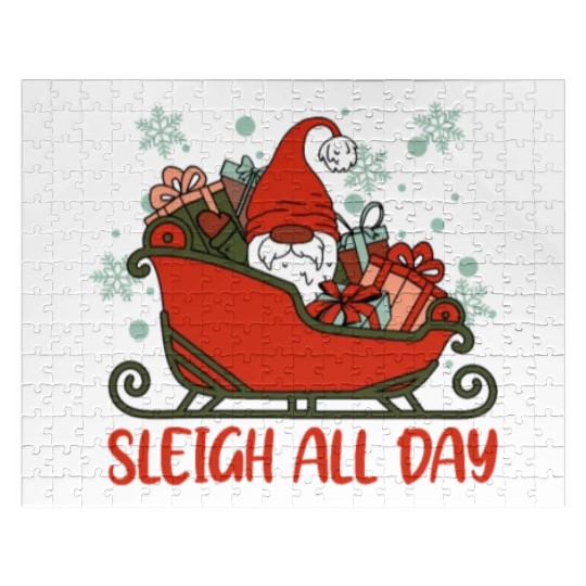 Xmas Christmas Sleigh All Day Gnome Jigsaw Puzzles