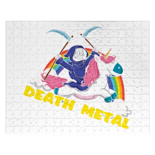 Skeleton Unicorn Rainbow Metal Music Lover Jigsaw Puzzles