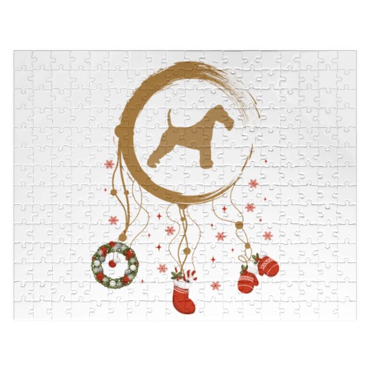dog dreamcatcher Christmas Wire Fox Terrier Jigsaw Puzzles