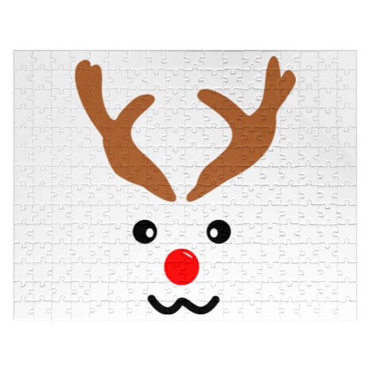 Reindeer face antlers red nose christmas Jigsaw Puzzles