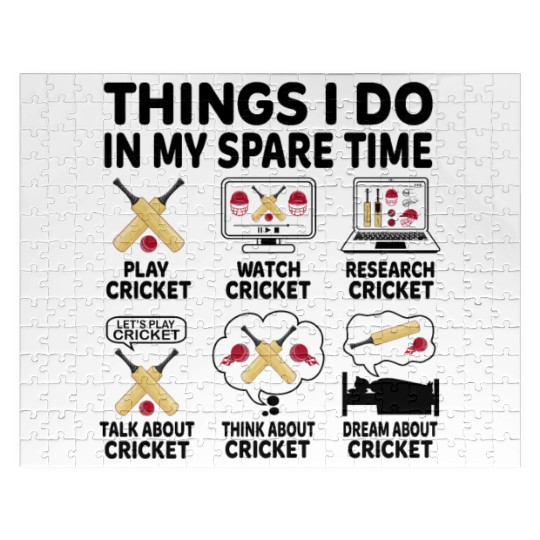 Things I Do In My Spare Time Cricket Funny Jigsaw Puzzles