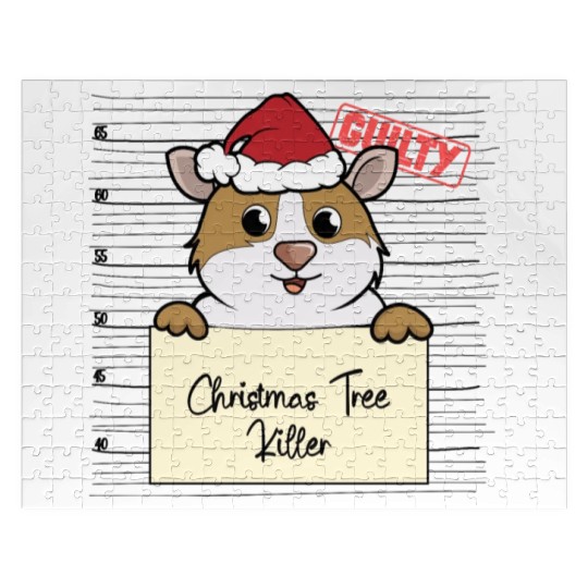 Guinea pig christmas funny prison Jigsaw Puzzles