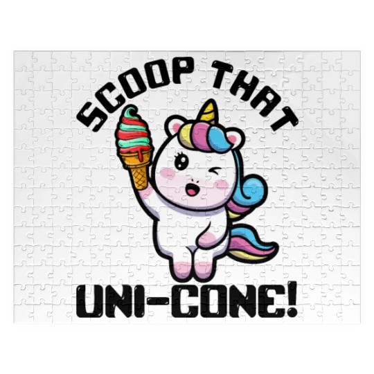 Rainbow Cute Unicorn Ice Cream Lover Mythical Jigsaw Puzzles