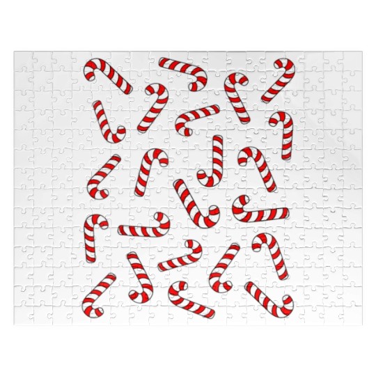 Christmas Candy Cane Kids Candy Canes Pajamas Jigsaw Puzzles