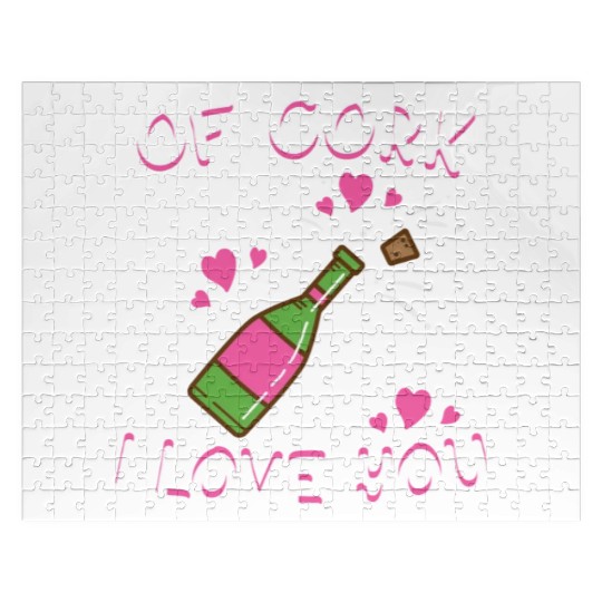 Valentine's Day Of Cork I Love You Wine Champagne Jigsaw Puzzles