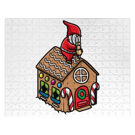 Christmas Gnome Gingerbread House Candy Cane Jigsaw Puzzles