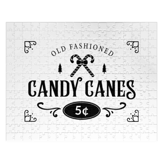 Candy Canes Old Fahined Christmas Tree Gift Ideas Jigsaw Puzzles