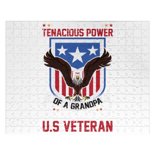 USA Flag Grandpa US Veteran Dad Gift Ideas Jigsaw Puzzles