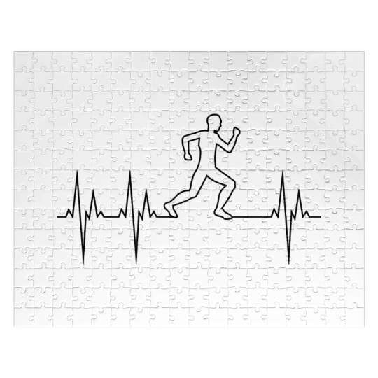 Marathon Running Man Heartbeat Jigsaw Puzzles