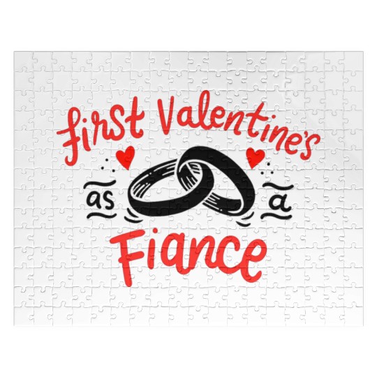 first valentine as fiance hearts day engagement Jigsaw Puzzles
