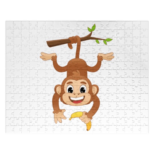 Monkey Holding Banana On Tree Primate Gorilla ape Jigsaw Puzzles