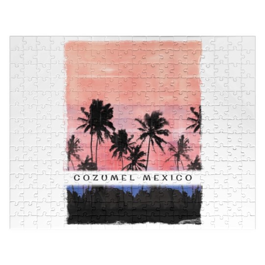 Cozumel Mexico Vacation Souvenir Beach Palm Tree Jigsaw Puzzles