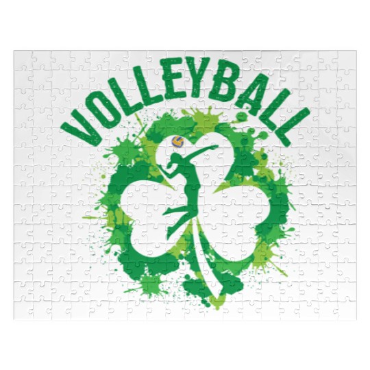 Volleyball Shamrock Irish Sports St Pattys Day Jigsaw Puzzles