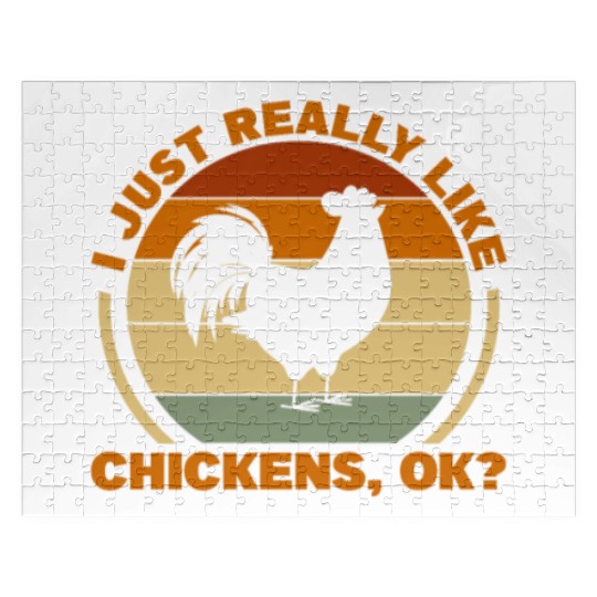 I Just Really Like Chickens, Ok? Retro Vintage Jigsaw Puzzles