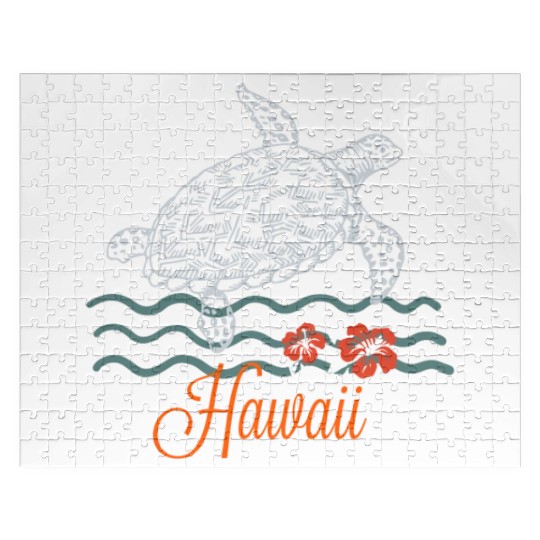 Hawaii Sea Turtle Hibiscus Flowers Souvenir Jigsaw Puzzles