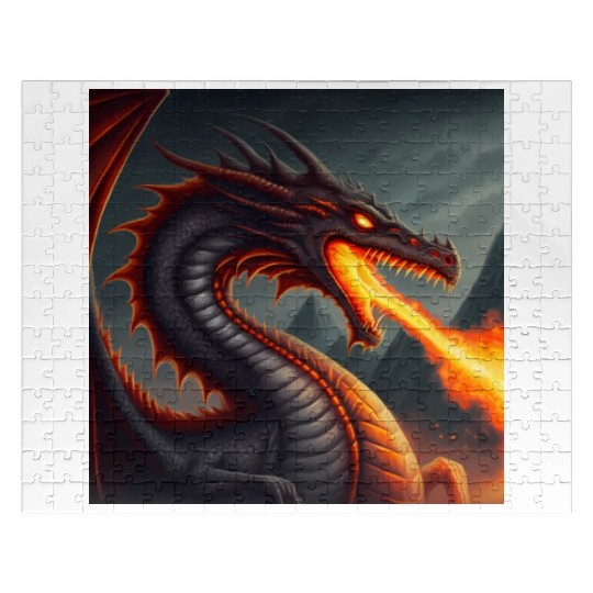 Mashup Flaming Dragon & Fire Breathing Dragon Jigsaw Puzzles