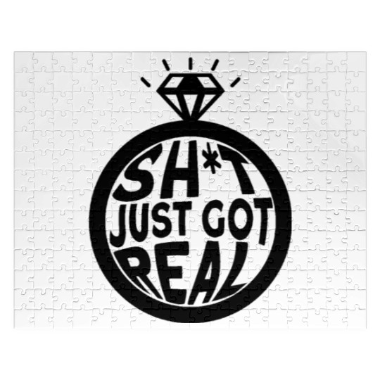 Sh*t Just Got Real - Bride Groom Matching Couple Jigsaw Puzzles