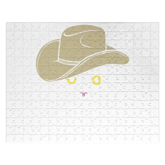 Meowdy Funny Cat Cowboy Hat Design Jigsaw Puzzles