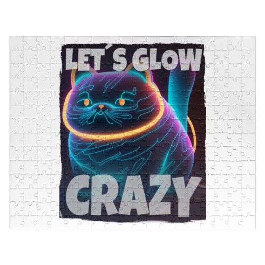 Lets Glow Crazy Cat Kitten Fluffy Cat Jigsaw Puzzles