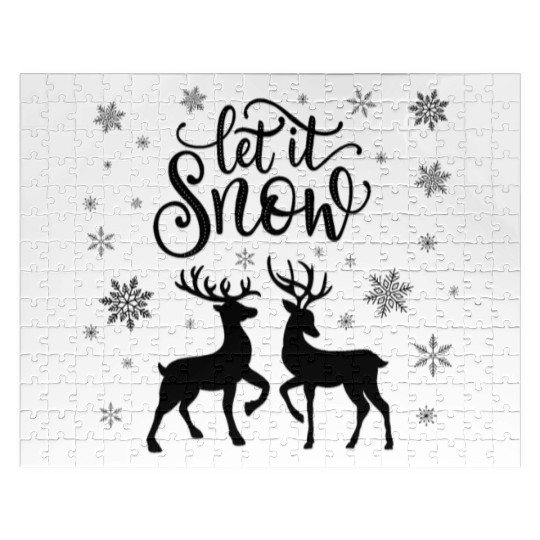 Let it snow with deer and snowflakes Jigsaw Puzzles