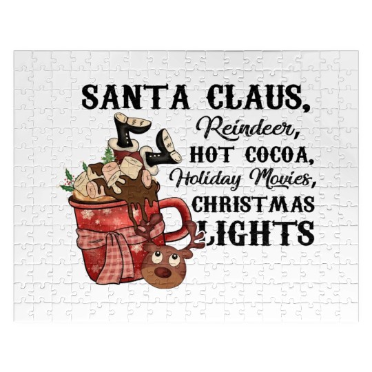 Santa Claus Reindeer Hot Cocoa Holiday Movies Jigsaw Puzzles