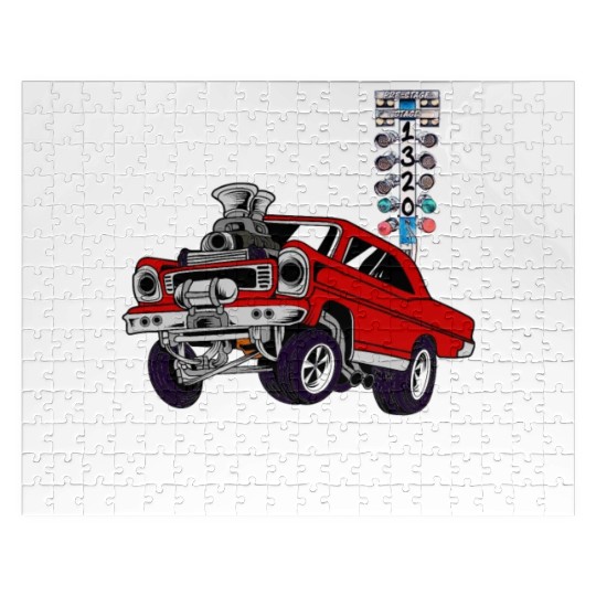 Gasser Outlaw Class Vintage Drag Racing Race Car Jigsaw Puzzles
