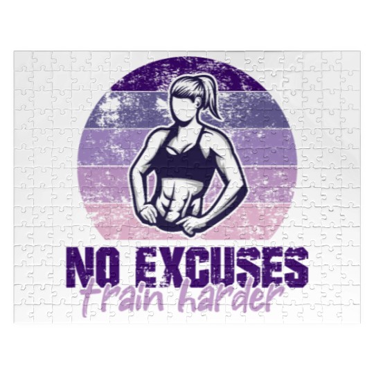 NO EXCUSES, TRAIN HARDER AT THE GYM Jigsaw Puzzles