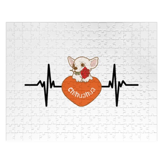 Heart Beat Chihuahua, when give the rose to belove Jigsaw Puzzles