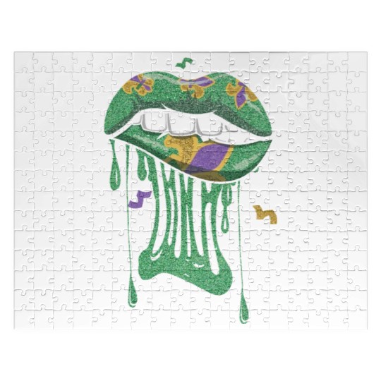 Bite Lips Festival Parade Beads Mardi Gras Jigsaw Puzzles