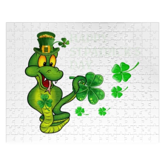 Happy St Patricks Day Snake Graphic Great Gift Jigsaw Puzzles