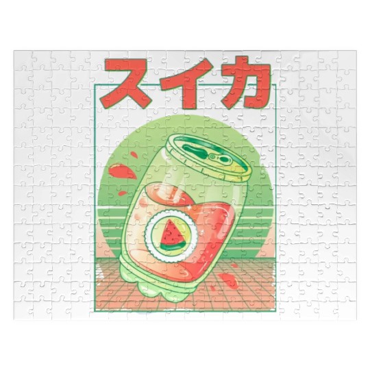 90s Japanese Watermelon Soda Vaporwave Jigsaw Puzzles