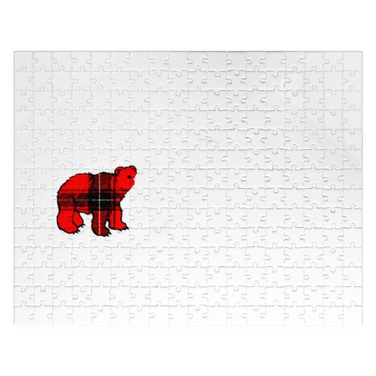 Grandma Bear Red Plaid Cub Mom Christmas Ladies Jigsaw Puzzles