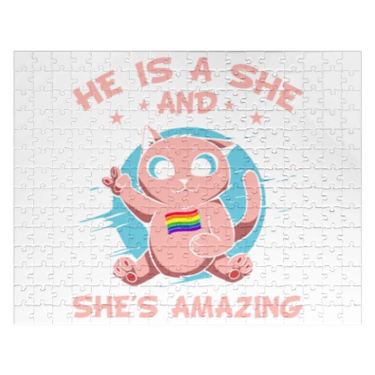 Cute Transgender Cat Kawaii Gay Pride Rainbow Jigsaw Puzzles