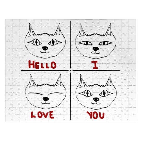 Hello I Love You cat Jigsaw Puzzles