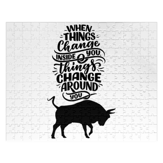 stay positive with a black bull sticker Jigsaw Puzzles