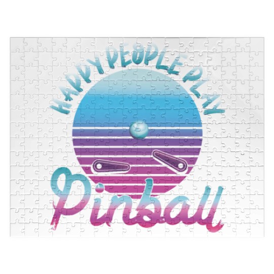 Happy People Play Pinball Retro 80s Jigsaw Puzzles