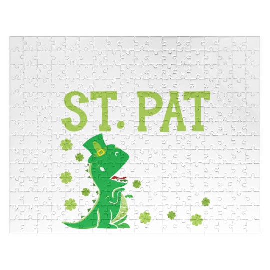 Happy St. Pat Trex Day Saint Patrick Dinosaur Jigsaw Puzzles