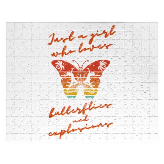 Just a girl who loves butterflies and explosions Jigsaw Puzzles