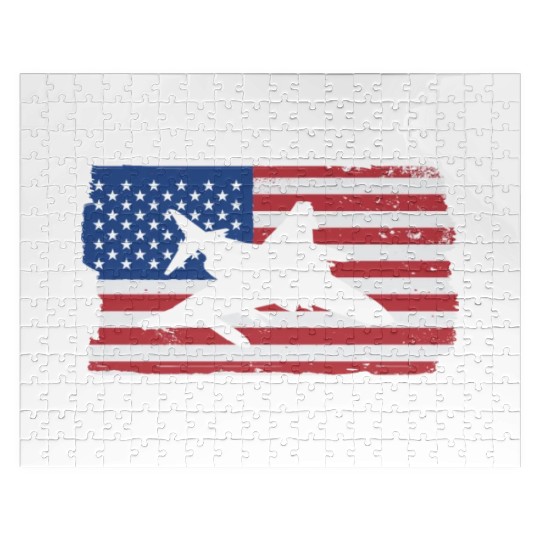 F-4 Phantom Fighter Jet American Flag F4 Phantom Jigsaw Puzzles