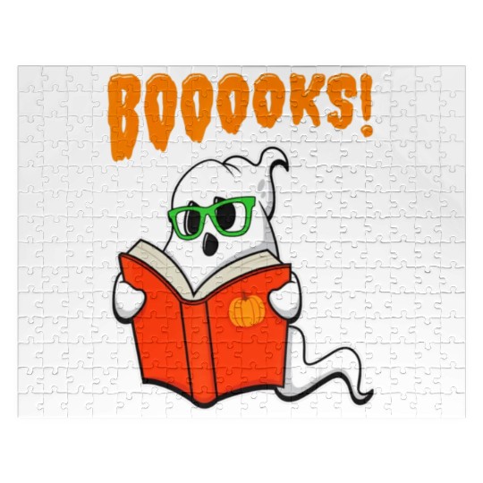 Funny Teacher Halloween Ghost Books Reading Jigsaw Puzzles