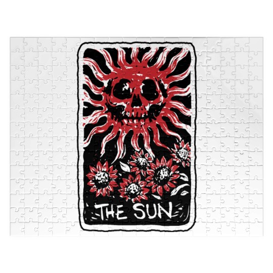 The Sun Blood Red Skeleton Skull Tarot Card Jigsaw Puzzles