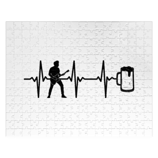 Guitar Player Bass Guitar Heartbeat Beer - Bass Gu Jigsaw Puzzles