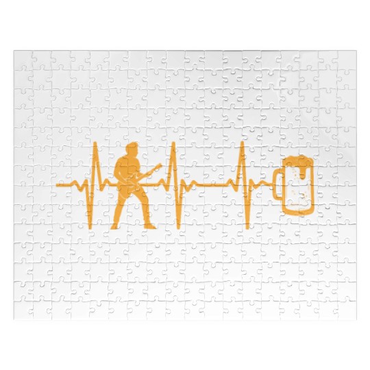 Guitar Player Bass Guitar Heartbeat Beer - Bass Gu Jigsaw Puzzles