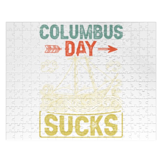 Columbus Day Sucks 1492 Native American Anti Jigsaw Puzzles