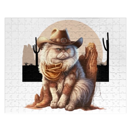 Cat Cowboy Hat meow Cowboy Cat Meme Jigsaw Puzzles