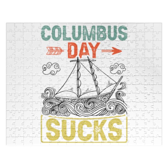 Columbus Day Sucks 1492 Native American Anti Jigsaw Puzzles