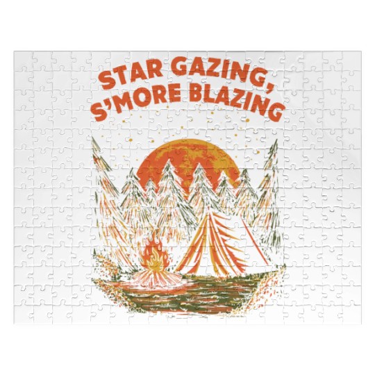 Star Gazing Smore Blazing Camping Friends Camper B Jigsaw Puzzles