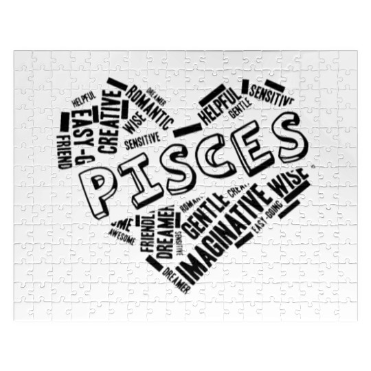 Pisces Heart Word Cloud Doodle Astrology Zodiac St Jigsaw Puzzles