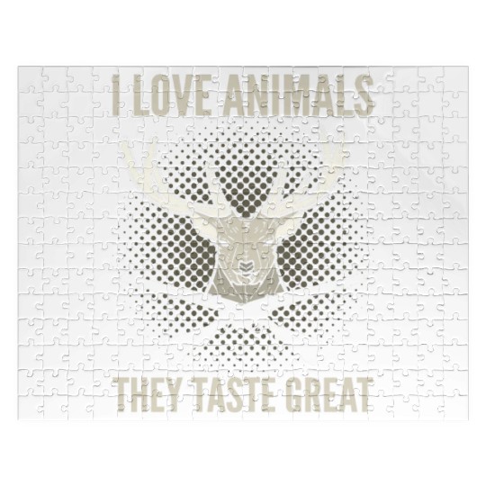 I Love Animals They Taste Great Deer Hunting Deer Jigsaw Puzzles